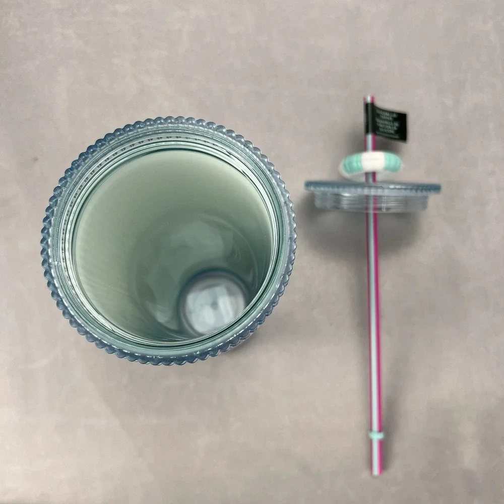 Starbucks 2025 Iridescent Mermaid Summer‎ 24 oz Cup Pink Aqua w/Pool Float Straw